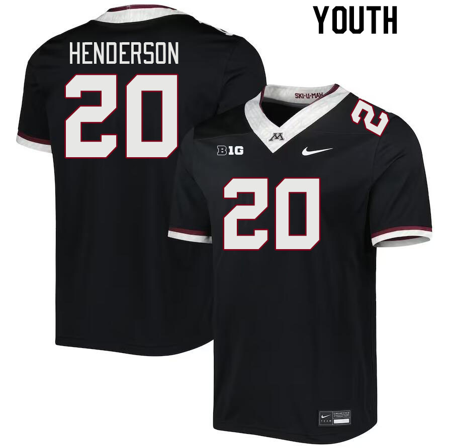 Youth #20 Jack Henderson Minnesota Golden Gophers College Football Jerseys Stitched-Black